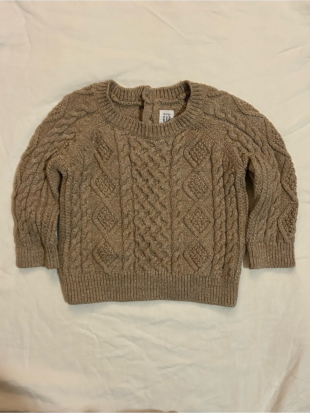 Baby GAP Cable Knit Crew Sweater - Taupe